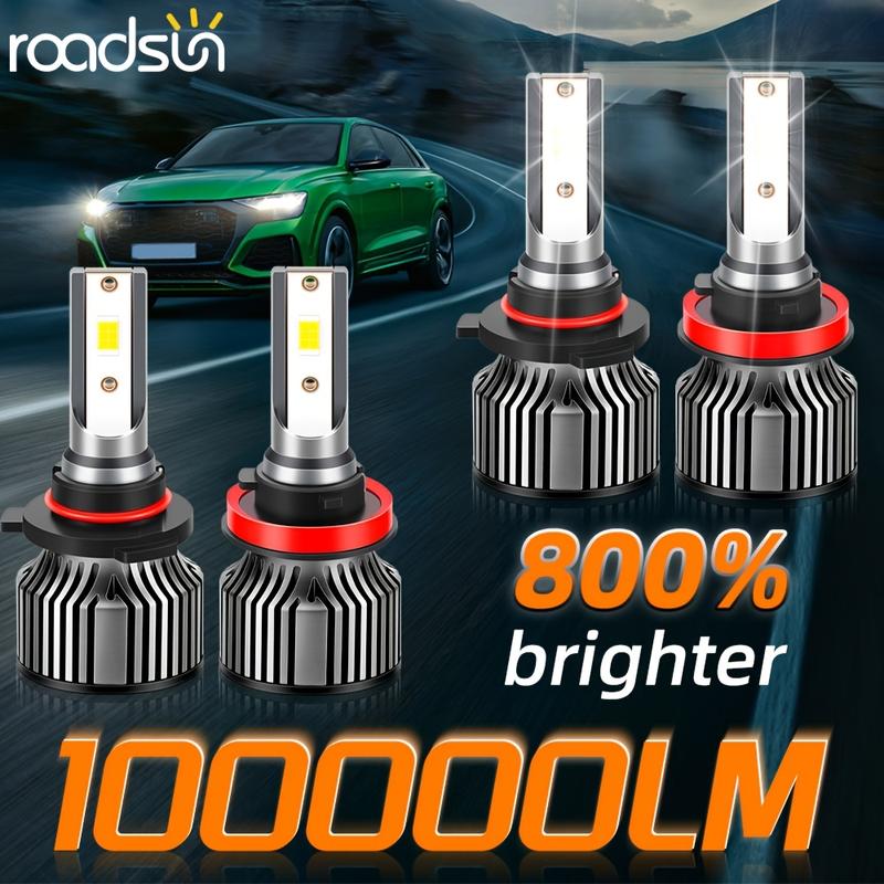 Roadsun 6pcs/4pcs Car LED Combo 9005/HB3 H11 H11 LED Headlight High/Low Beam+Fog Bulbs 6000K Durable Aviation Aluminum 800% Brighter