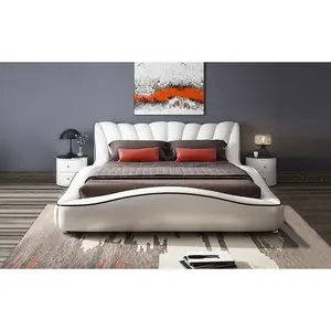 Dax Modern Curved Leather Bed