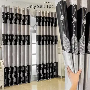 1pc Elegant Silver Block Curtains, Modern Artistic Style for Living Room, Bedroom, Balcony, Sun Blocking & Heat Insulation, Home Decoration Curtain, Thermal Insulated Curtain