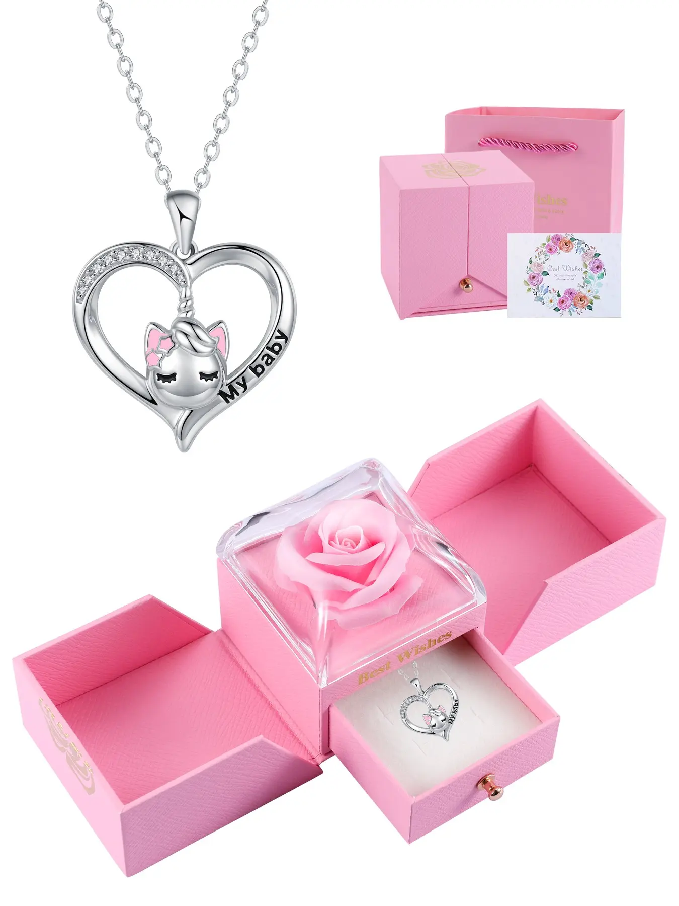 Heart Unicorn Necklace, Elegant Jewelry Gift for Mother, Daughter, Aunt, Grandma, Friends, Includes Box, Perfect for Mother's Day, Birthday