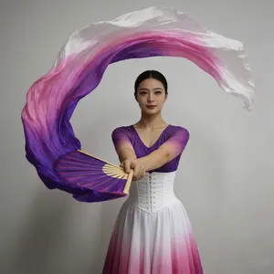 Gradient Long Sleeve Dance Hand Fan, Performance Prop for Daily Dancing and Team Building Activities, Ideal for Shows and Events
