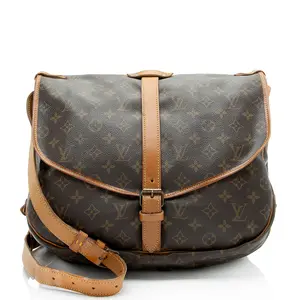 Pre-owned Louis Vuitton Leather Messenger Bags Vintage Monogram Canvas Saumur 35 Messenger