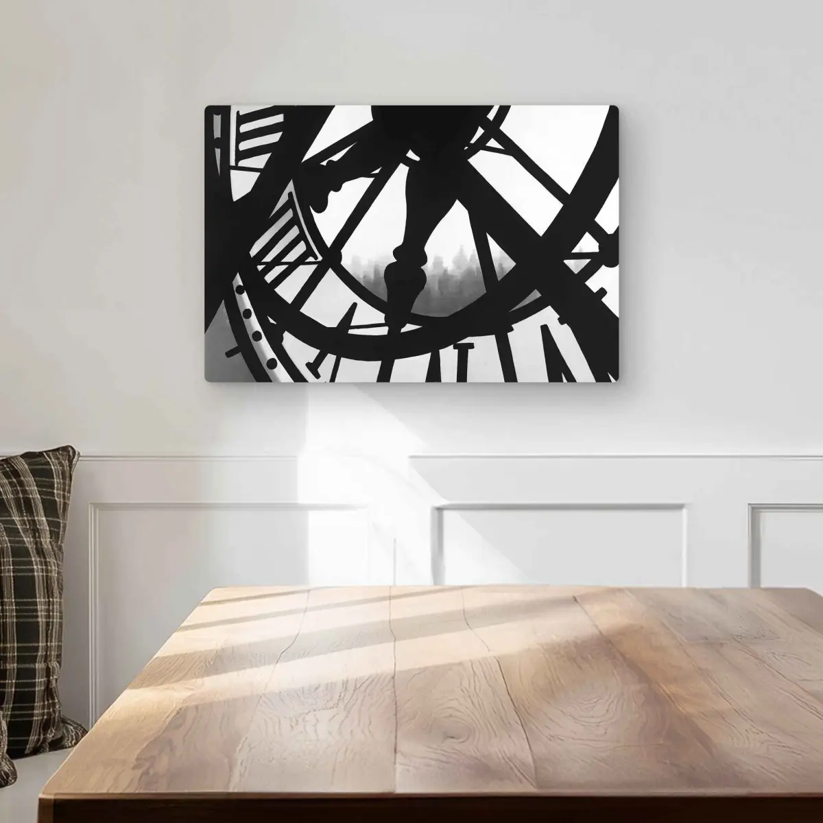 212 MAIN 12x18 in. Rectangle Durable Aluminium Giant Wall Clock - Artistic French Print, Orsay Museum Black & White Vintage Art, Decorative Vibrant Contrast, Pinterest Aesthetic Home Decor Supply, Home Supplies