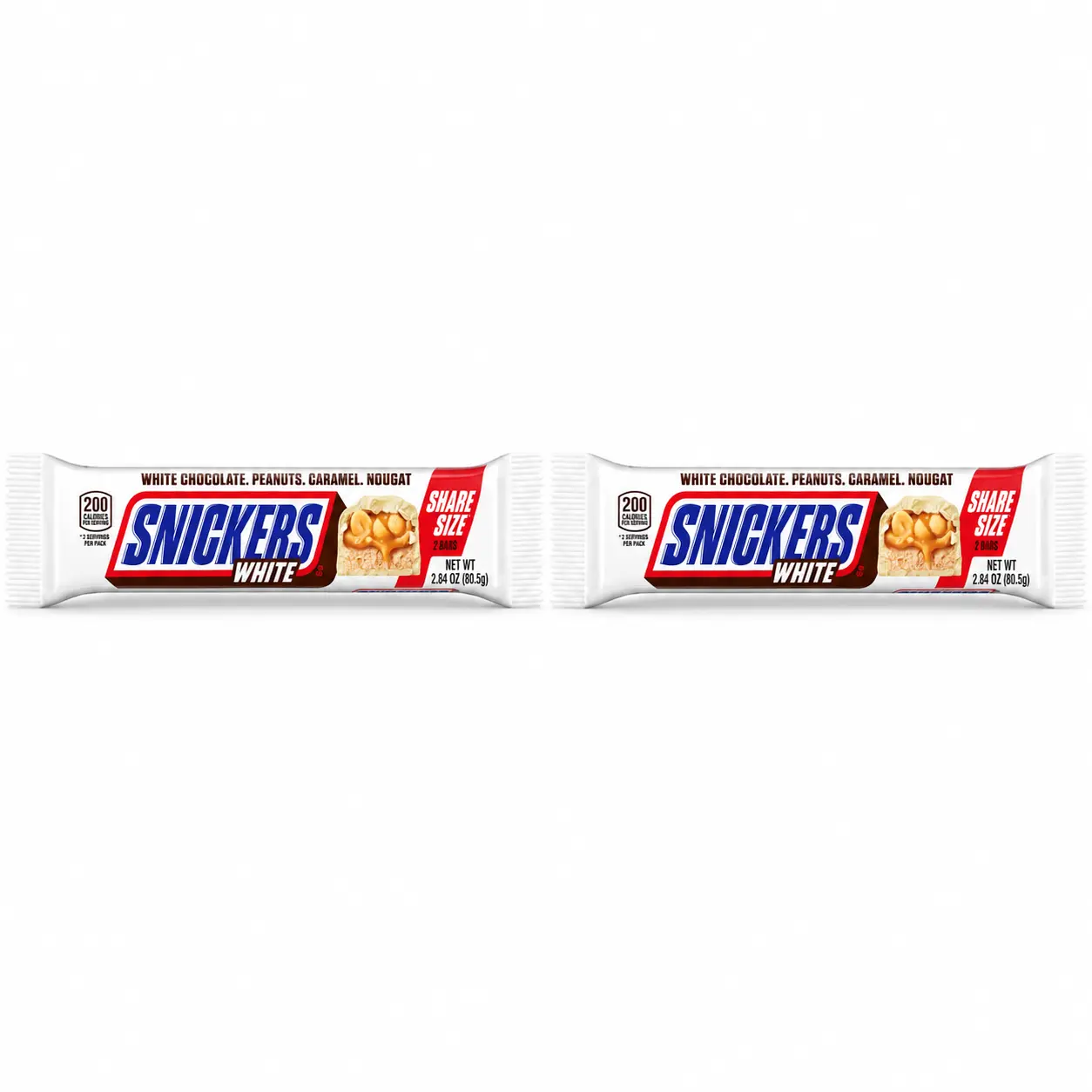 SNICKERS White Chocolate Share Size Candy Bars, 2.84 oz Packs | 2, 4, 6, 12, 18 or 24 Pack