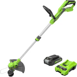 Greenworks 24V 12" Cordless String Trimmer/Edger (Gen 2), 2.0Ah Battery and Charger Included