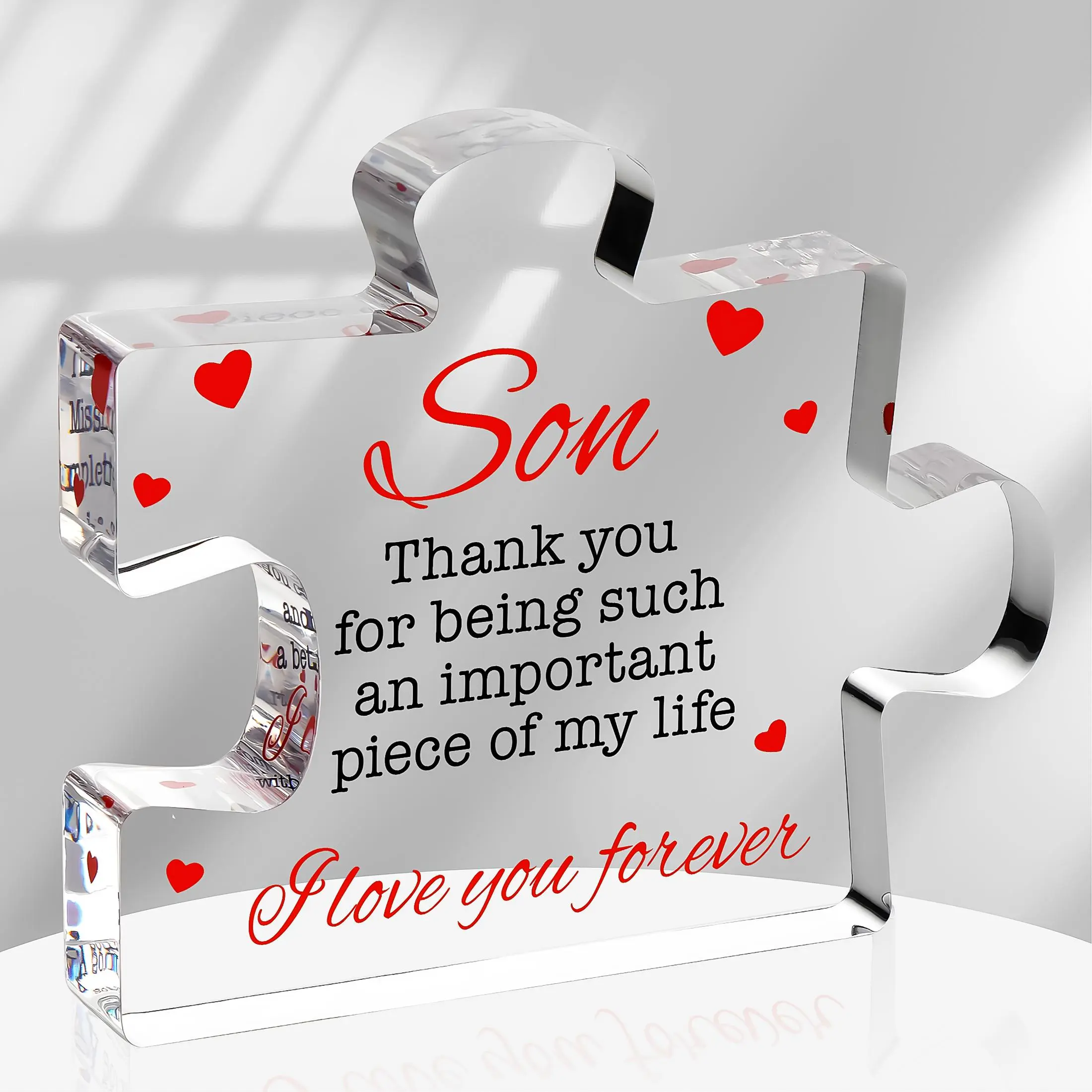 Son Gift, Engraved Acrylic Puzzle Keepsake, Birthday & Graduation Gift from Mom & Dad, Unique Gift for Boys & Teens, Decor, Home Decor Products, Acrylic Ornament, Acrylic Desktop Decoration, Novelty Desk Decor, Gifts For Women