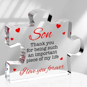 Son Gift, Engraved Acrylic Puzzle Keepsake, Birthday & Graduation Gift from Mom & Dad, Unique Gift for Boys & Teens, Decor, Acrylic Ornament, Acrylic Desktop Decoration, Novelty Desk Decor, Gifts For Women