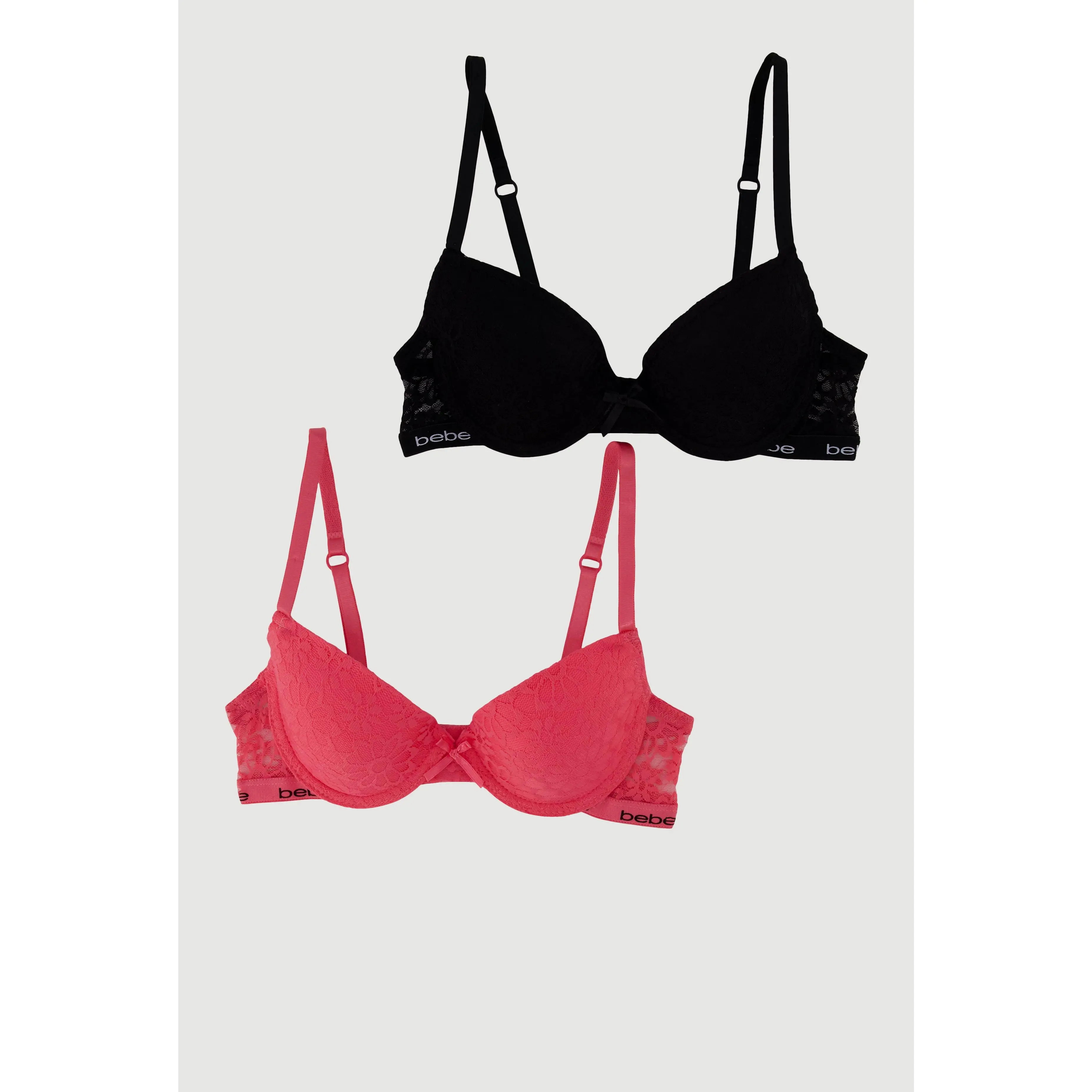Girls Bebe Floral Lace Padded Push Up Bras 2 Pack