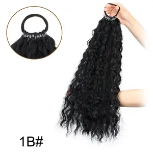 DLB 18inch Small Curly Ponytail Extension 1B# Heat Resistant Synthetic Elastic Band Pony Hairpiece for Women