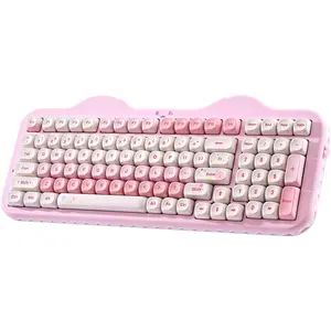 C98  Mechanical Keyboard with Number Pad,99 Key BT5.0/2.4G/USB-C Hot Swap Gasket Mount with PBT MOA Keycaps,Custom RGB,Cute Cake Keyboard for Win/ (, Milk V2 Linear )