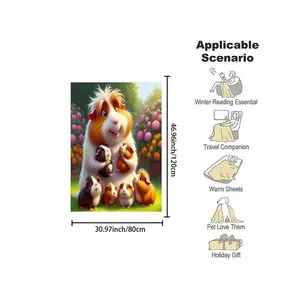 A Cute Hamster Mother Holding Her Print Pattern  Nap Office  Blanket Family Blanket Family And Friends, Birthday Mother's Day Size