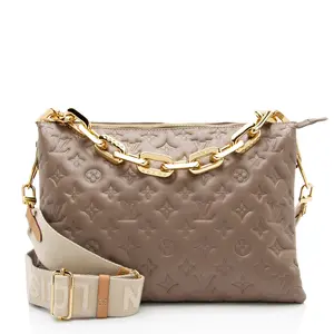 Pre-owned Louis Vuitton Lambskin Crossbody Bags Monogram Embossed Coussin MM Shoulder Bag