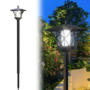 Solar Lamp Post, Solarlights with 1-head, Outdoorlighting, Waterproof Outdoor Lamp Post Lights, Solar Outdoor Lights for Lawn, Pathway, Yard, Front/ Back Door, Decoration,  Summervibes