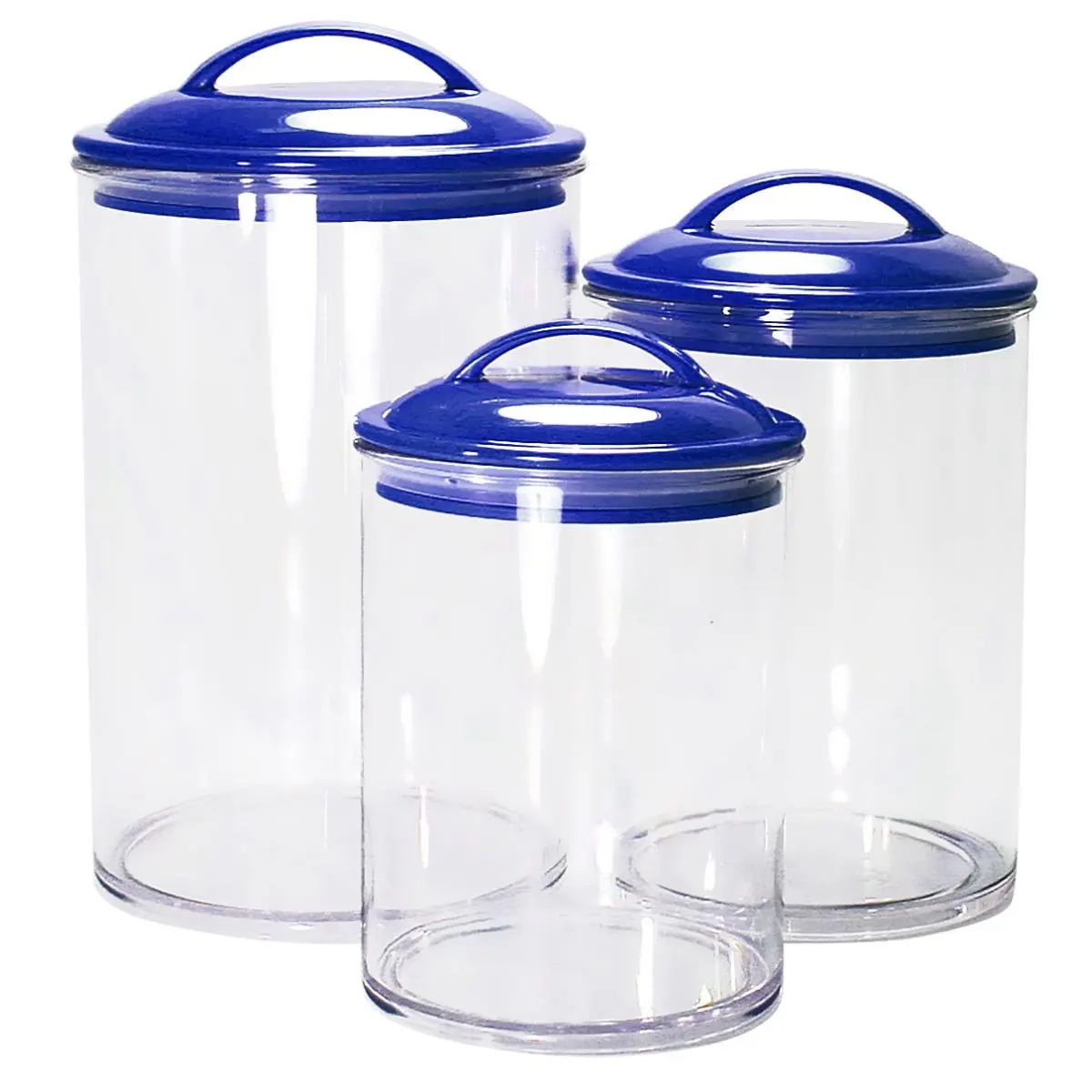 212 MAIN Calypso Basics by Reston Lloyd Airtight Transparent Acrylic Kitchen Food Storage Containers with Lids, Multi-Size 3-Piece Set for Dog & Cat Feeding Supplies