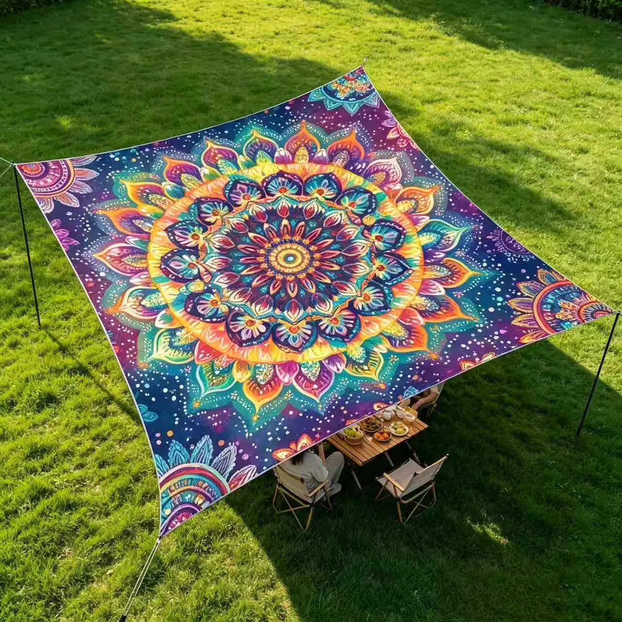 Portable Beach Tent Sun Shelter with Sand Anchor - Lightweight Beach Shade Canopy - Easy Setup for Family Outings - Patented Reinforced Corners - UPF 50+ Sun Protection - Rainbow