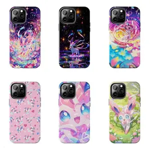Sylveon Pokemon Anime Case for iPhone 17-7 Pro Max Plus & Samsung Galaxy S26-S21 Ultra Plus - Fairy Type Eeveelution Aesthetic Glitter Pattern Phone Cover unisex