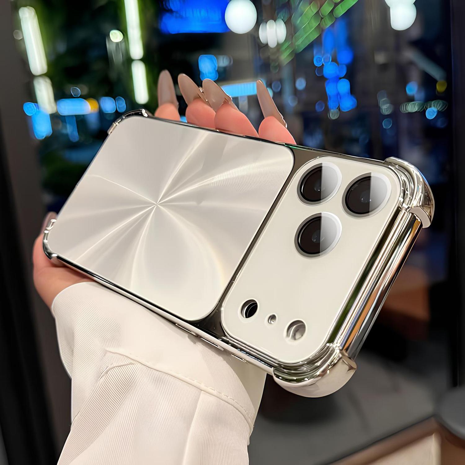 For iPhone 17 Pro Max 16 15 14 13 Case, Luxury Bling Electroplated Four-Corner Shockproof Case with Lens Protector, Titanium Anti-Scratch Military Grade Drop Protection Shockproof Phone Case