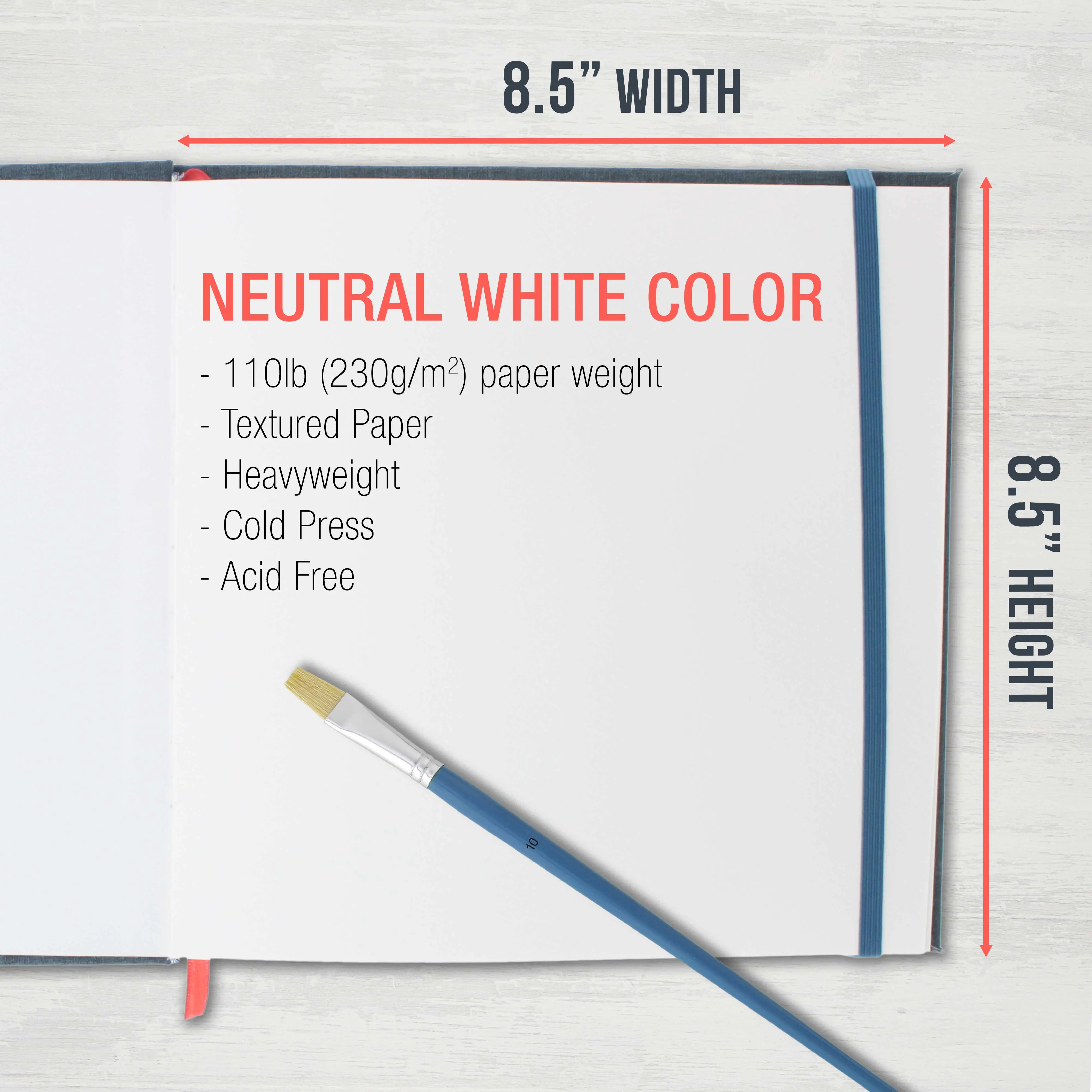 8.5" x 8.5" Watercolor Book (2 Pack, 76 Sheets Each) - 110lb (230 GSM) Linen-Bound Hardcover Artist Paper Pads - Acid-Free Cold-Pressed Watercolor Paper Pad Mixed Media