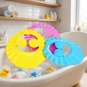 Adjustable Baby Shampoo Hat, Soft Silicone Reusable Bath Cap, Shower Caps for Infants & Toddlers, Waterproof Ear Protection with Thick Hypoallergenic Design, Anti-Leak Adjustable Washing Goggles, Comfortable Bathing Helper
