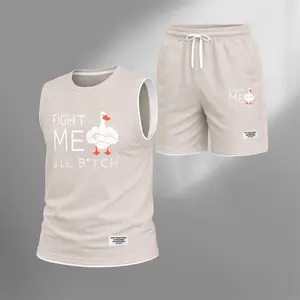 Men's 2 Piece Graphic Shorts Set, Sleeveless Tank Top and Casual Shorts Outfit, Regular Fit Summer Clothing Set for Men, Streetwear Matching Set for Vacation Gym Daily Wear and Outdoor Looks