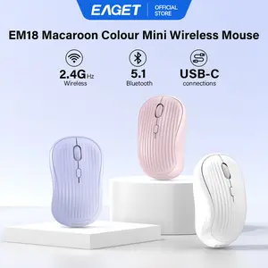 EAGET EM18 Mini Wireless Mouse 63g Ultra-Light Quiet Click Bluetooth 5.1 & 2.4G Dual Mode 8K Polling Rate Rechargeable Mouse for Laptop PC Macbook Office Gaming Cute Macaron Color Aesthetic Gift