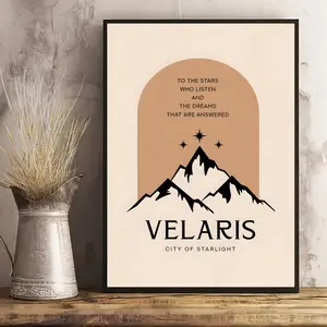 1pc Canvas Poster, Velaris Print, Acotar, Boho Poster, Mountain Poster Wall Art for Living Room, Wall Decor, Home Room Decor Frameless