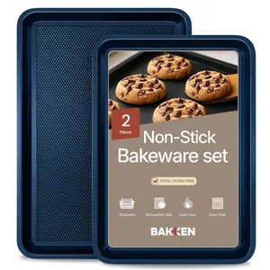 Set of 2 Diamond-Bottom Cookie Trays, Non-Stick Carbon Steel Baking Trays for Crispy Baking, Stackable Space-Saving Trays, PFOA and PFOS Free
