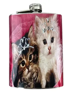 Y2k Pink Princess Kittens 8oz Stainless Steel Flask