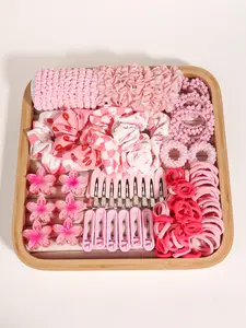 121pcs sweet lady style lady hair accessories set, including cute color elastic hair ring, bow flower clip star style, four seasons universal, suitable for all hairstyles