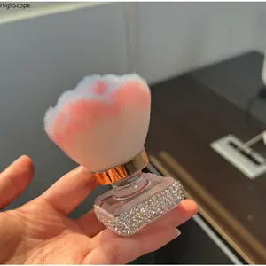 Glam Bedazzled Flower Makeup Brush, Sparkly Rhinestone Soft Fluffy Powder Brush, Aesthetic Portable Blush Setting Brush for Women