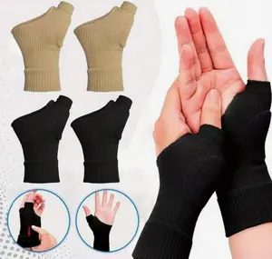 2-Pack Gel Pad Thumb Fingerless Compression Gloves for Joint Support