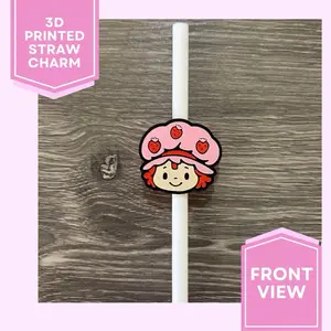 Strawberry Girl- 3D Printed Straw Topper (Standard Straw Size 8mm) Drinkware Handmade Reusable