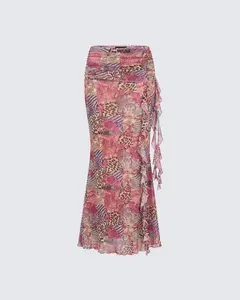 Kani Multi Printed Mesh Maxi Skirt