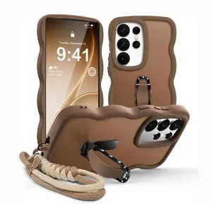 XYZ for Samsung Galaxy S24 ,25 Ultra Case with Stand and Strap,Curly Wavy Phone Case for Women Girls, Translucent Matte Shockproof Protective Cover