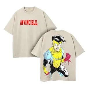 Mohawk Mark/ Mark Grayson Invincible Anime Double Printed Vintage Tee Unisex Oversize Heavyweight Cotton T-shirt for Anime Fans