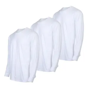 3 Pack Men's T-Shirts with Ridded Cuff Cotton Long Sleeve Crew Neck Classic Fit Tee Regular Big & Tall S-3XL Breathable Casual Menswear Tops Basic
