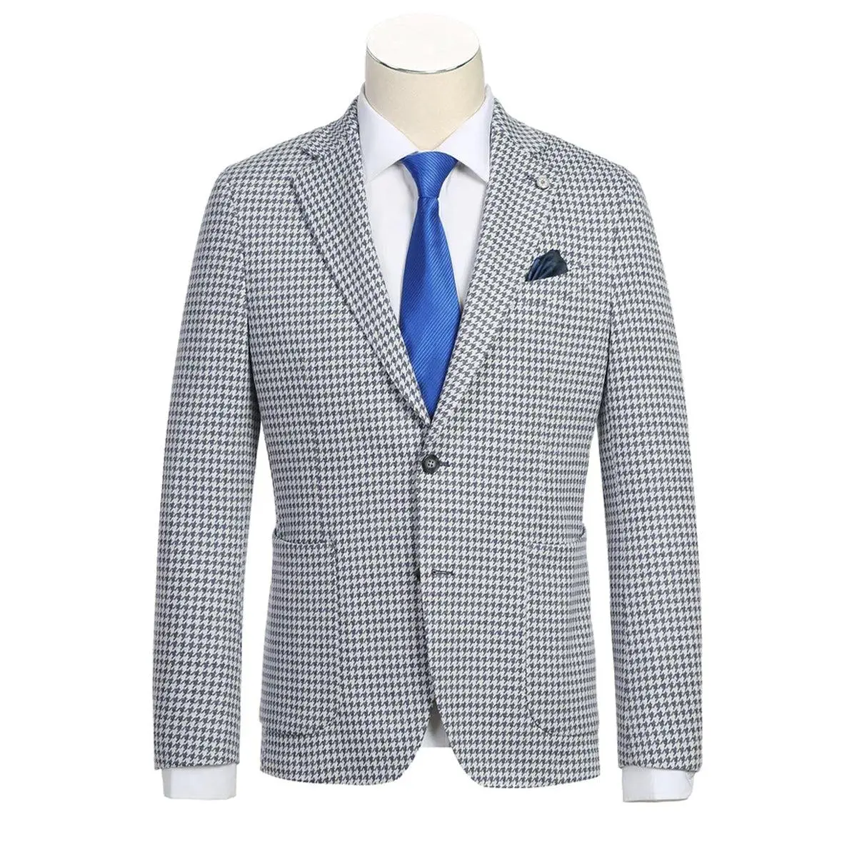 Mens Half Canvas Unconstructed Sport Coat Blazer in Black & White Houndstooth