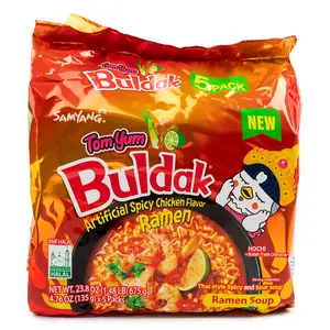 Samyang Buldak Ramen TOM YUM Hot Chicken Flavor Stir-Fried Ramen Flavor 5pk 22.9 oz, Spicy Korean Instant Food Noodle Snacks Pansit