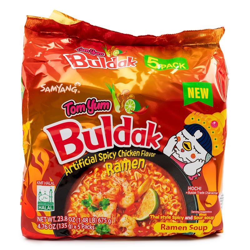 Samyang Buldak Ramen TOM YUM Hot Chicken Flavor Stir-Fried Ramen Flavor 5pk 22.9 oz, Spicy Korean Instant Food Noodle Snacks Pansit