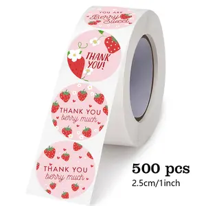 500 Strawberry Thank You Stickers, Adhesive Labels, Sealing Stickers, Seasonal Birthday Party Decorations, Reusable Sticky Notes