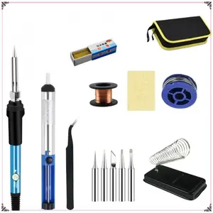 220V 60W Adjustable Temperature Electric Soldering Iron, Multifunctional Welding Rework Station Heat Repair Kit with Heat Control for Electronics DIY, Repairing, None