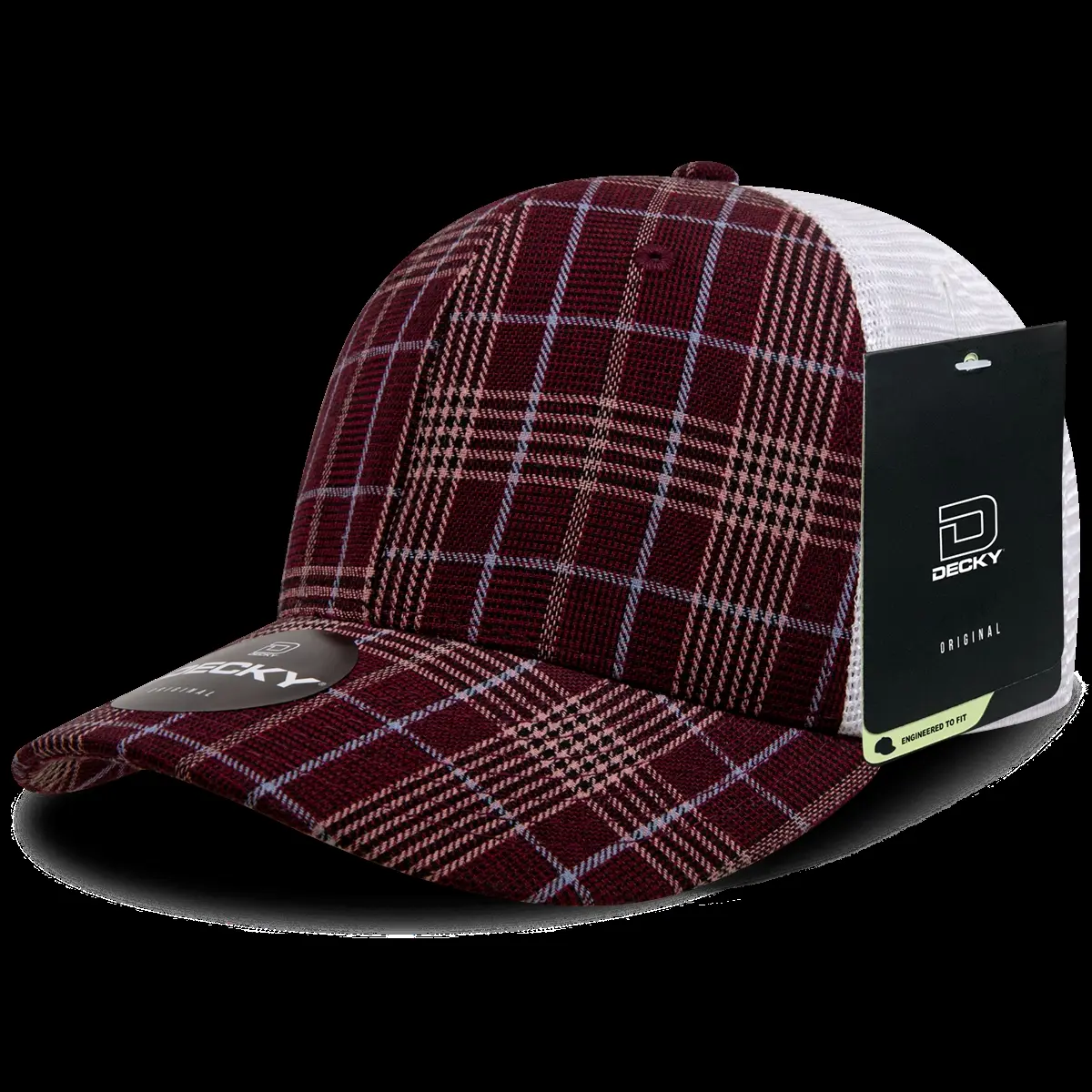 212 MAIN Dog & Cat Structured Plaid Snapback Trucker Hat - 6-Panel Mid Profile, Cotton-Nylon Pre-Curved Unisex Casual Hat, 6017-125 125-White, 1 Size Fits Most, Trucker Hats
