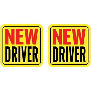 New Driver Magnet for Car, Student Driver Magnet, 2-Pack Removable Reflective Car Decals - Durable Automotive Exterior Accessories Stickers for Cars (Red/Black - New)