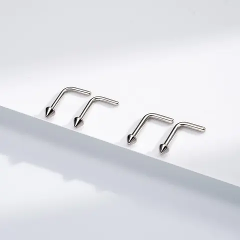 Oufer 2PCS 18G/20G Implant Grade Titanium L-shape Spike Nose Stud Set