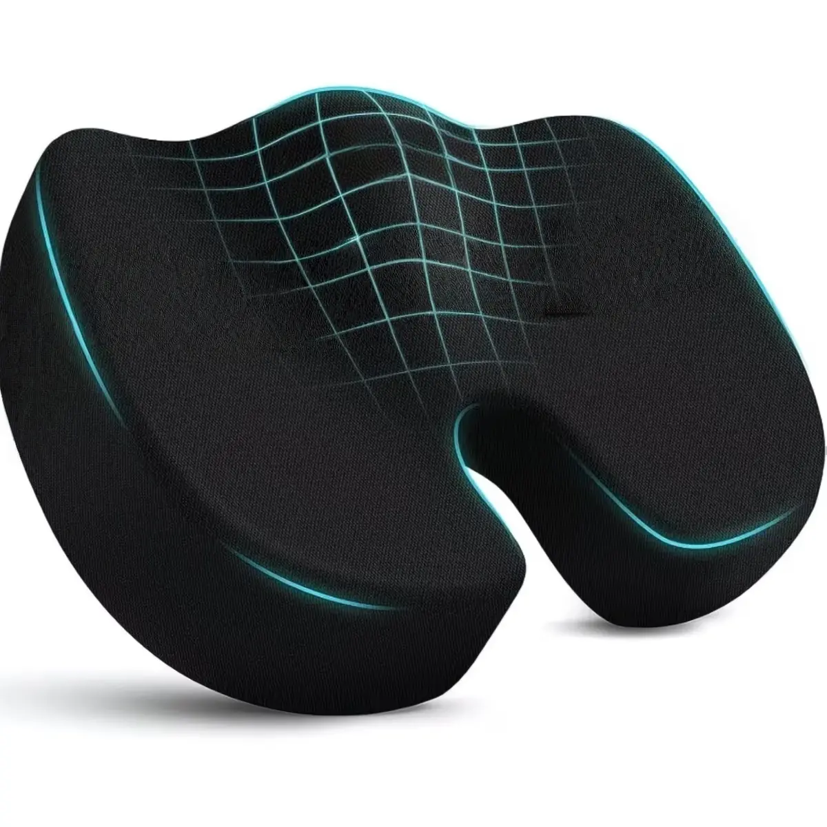 Seat Cushion for Office Chair Memory Foam Non-Slip Cushion Back, Relief Chair Pad, Butt Pillow for Office Chair, Car, Computer Desk, Black