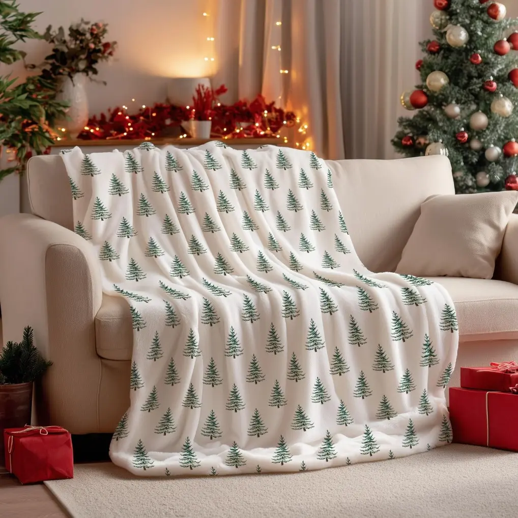 Christmas themed blanket Horaldaily Christmas Flannel Blanket Throw, Christmas Trees Boho Soft Fuzzy Plush Cozy Fleece Blankets for Couch Sofa Bed Lounging, Ideal Gifts for Kids Adults Wife Self, 50x60