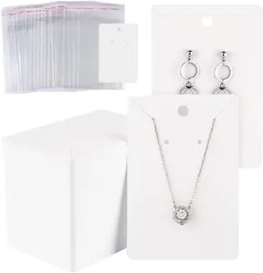 MIAHART 150 Set Earring Holder Cards Necklace Display Cards with 150Pcs Bags for Selling DIY Ear Studs, Earrings and Jewelry Display (White)
