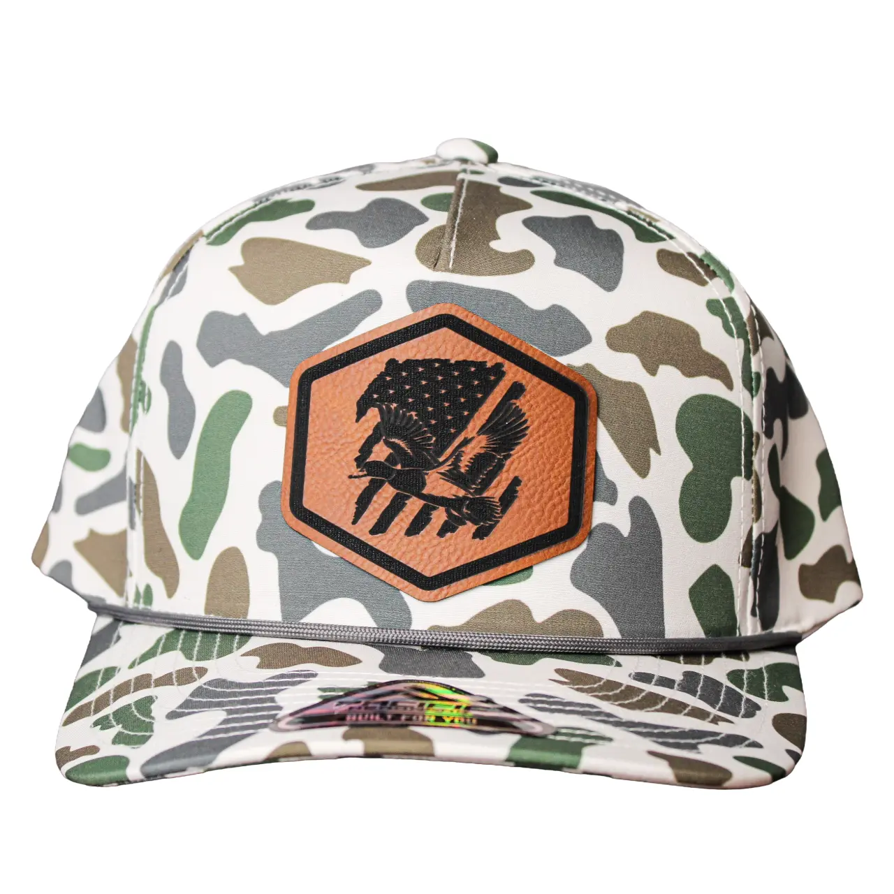 Old school duck camo Pacific hat with patriotic duck patch