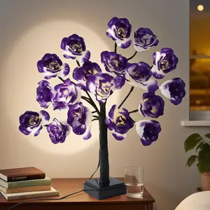 1PC Purple Rose Table Lamp - Romantic Bedroom Decoration Night Light, Atmosphere Lights, Indoor Photography Ambient Light, Adjustable Branches, Suitable For Home, Wedding, Summer And Autumn Decoration - Wedding Scene Arrangement