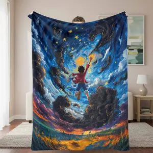 Starry Sky Adventure Fleece Blanket Galaxy Dream Print Soft Cozy Flannel Blanket Lightweight Warm Breathable Texture Perfect for Bedroom Living Room Sofa Travel Gift Home Decor Relaxing Moments
